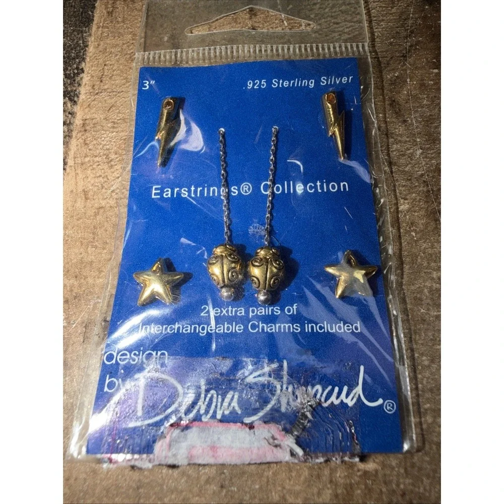 Vtg Debra Shepard 925 Sterling Silver Dangle Earring 3" Interchangeable Charms - Picture 6 of 10